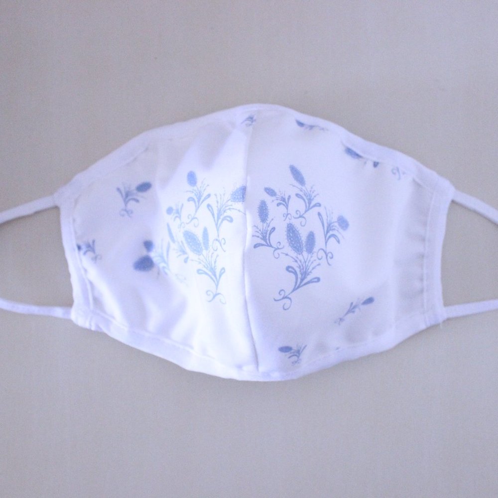 3 Layered Cloth Mask - Blue Floral